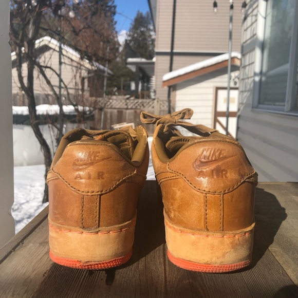 Nike Air Force 1 Insideout 312486-271 Men's Brown Leather Shoes maple / mango - Picture 6 of 14